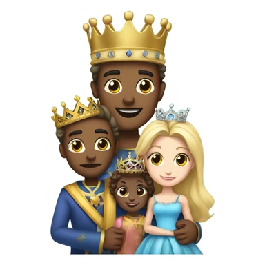 King and queen holding one prince and 2 princesses sticker