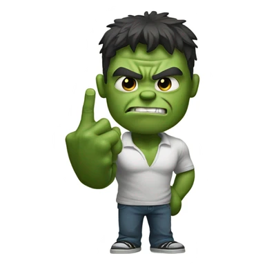 Hulk holding index finger and middle finger up sticker