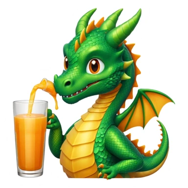 Dragon sipping a juice drink sticker