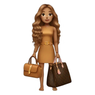 1 girl with light-brown long hair holding louis vuitton bag sticker