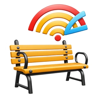 park bench and strong Wi-Fi signal above, vibrant look sticker