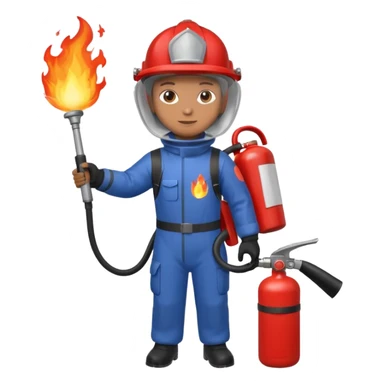 hand holding Fire extinguisher
 and puts out fire sticker