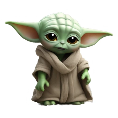 Baby Yoda works with a screed on construction sticker