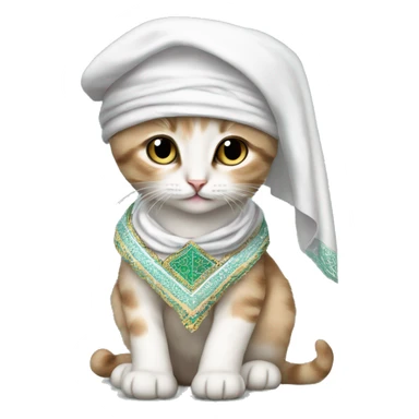 kitten CHATON morad wearing a Morocco DJELLAbah and cap sticker