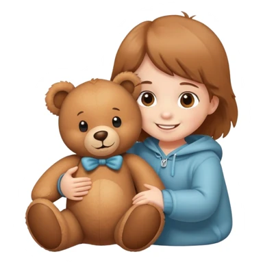 child playing with toy bear sticker