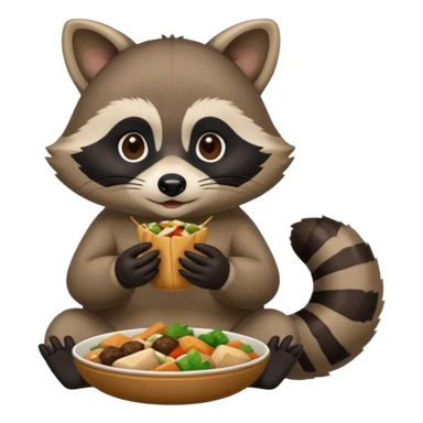 Raccoon with Asian food sticker