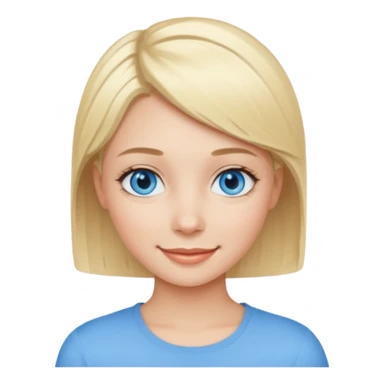 A girl with blue eyes and short blonde hair. She is smiling. sticker
