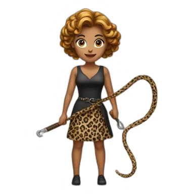 Woman in loepard dress with a whip sticker