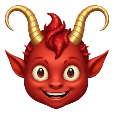 red glitter smilling imp sticker
