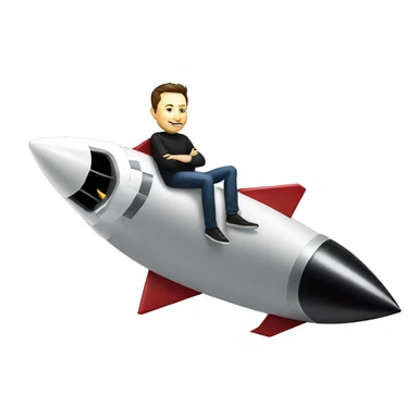 Elon Musk sitting on top of a flying space rocket sticker