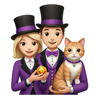 magician couple and their pet cat sticker