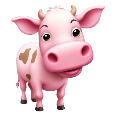 pink cute cow with pig sticker