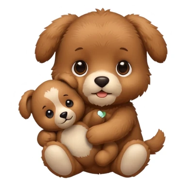 cute brown Puppy + teddy bear sticker