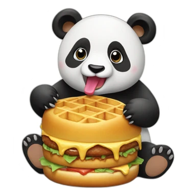 Panda eats a waffle burger sticker