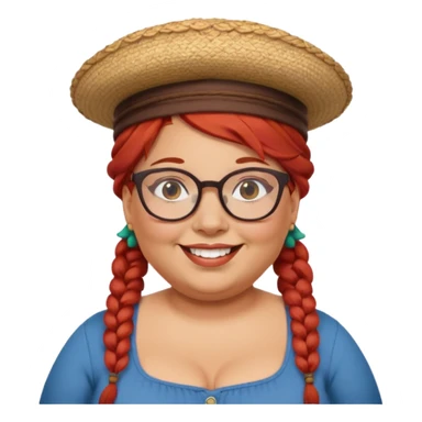 woman glassess, very fat venice gondolier with iconic hat and red hair woman braided sticker