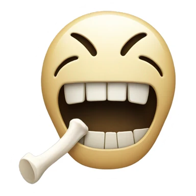 Smiley face with bone in mouth sticker