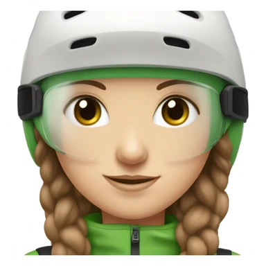 White Girl, Brown hair, Green Eyes, Ski Helmet, Smiling sticker
