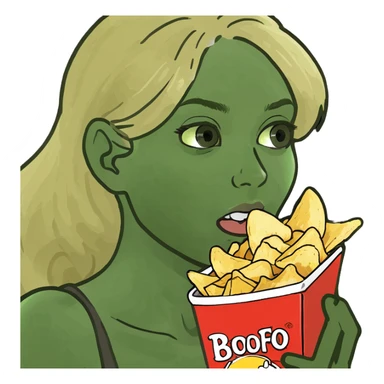 Fille blonde qui mange des chips fantôme  sticker