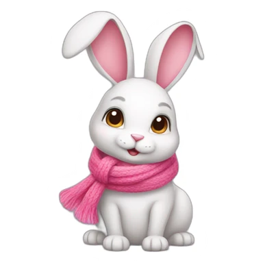 a rabbit with a pink scarf around its neck sticker