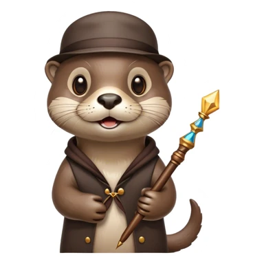 An otter with a wand sticker