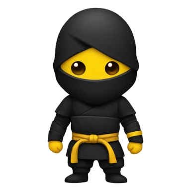 basic emoji: ninja style with colors on the top black, in the midlle red, bottom yellow sticker