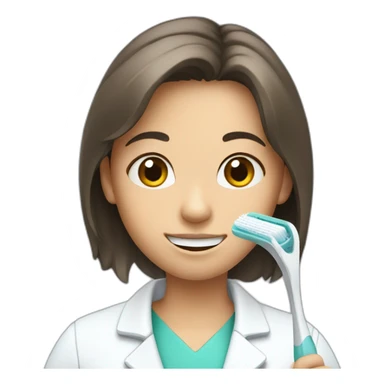dentist girl with a toothbrush in his hand sticker