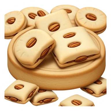 Cinematic Realistic Ma'amoul Dessert Emoji, featuring delicate shortbread cookies filled with dates or nuts rendered with intricate detail and warm, inviting lighting. sticker
