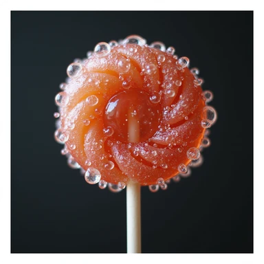 realistic lollipop, close-up, condensation, photorealistic style sticker