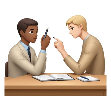 The present self sits at a desk, hesitating, while another glowing hand—representing the future self—rests reassuringly on their shoulder. In the other hand, the future self holds out a pen, gently encouraging action, symbolizing the power of starting despite doubt. sticker