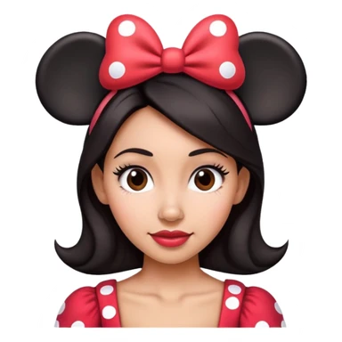 Woman dark hair Minnie mouse ears sticker