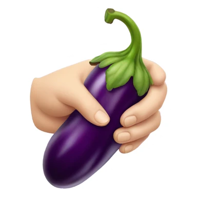 Hand holding eggplant sticker