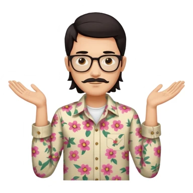 flowered hipster shirt long armed sticker