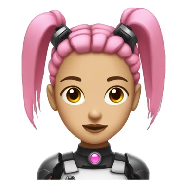 cyborg girl, pink twintails, cyberpunk, black collar sticker