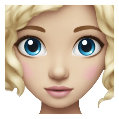 ocean blue doll eyes, blonde hair, feminine, pink, girl, angelic sticker