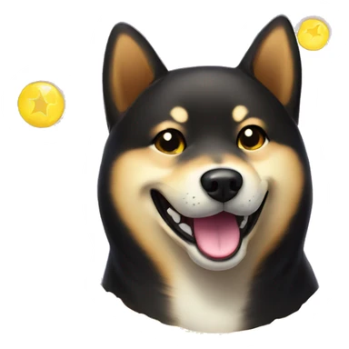 Black Shiba Inu smiling face with halo sticker