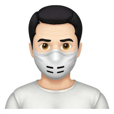 full face mask, shoulders, black hair, creepy man, 50 years old sticker