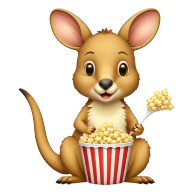 Kangaroo eating popcorn  sticker