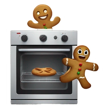 Oven and gingerbread man running away screaming  sticker