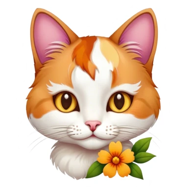 cat with a flower sticker