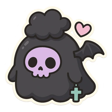 pastel goth black object sticker