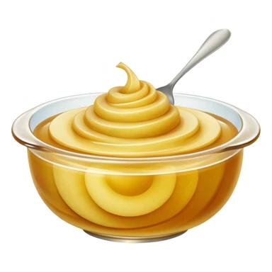 small mound or swirl of apple compote, pale golden, smooth and puréed with soft sheen, slight dome and gentle ripples, no bowl spoon or fruit, apple emoji style, soft lighting, transparent background, emoji scale sticker