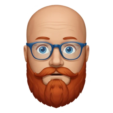 bald person, big red beard, blue eyes, teacher sticker