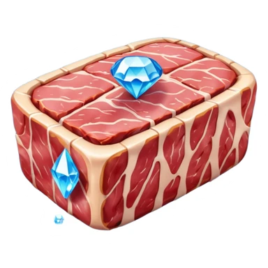 Meat with diamond textur and blue color sticker