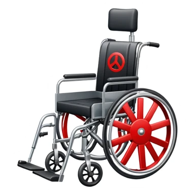 wheelchair with a red prohibition symbol sticker