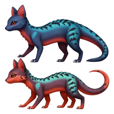 magma-gradients-colored Salandit-Umbreon-Genet-Noivern-Noibat-Serval-Hybrid (Full body) sticker