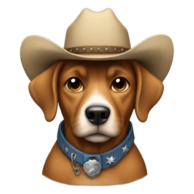 Dog wearing cowboy hate sticker