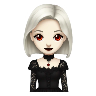 Emo vampire lady with pale skin and red eyes with black lace dress  sticker