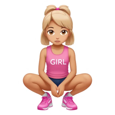 top with pink inscription “girl”  squatting sticker