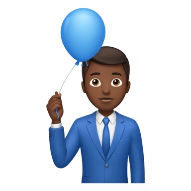 dark brown skin, office man, hold blue balloon sticker