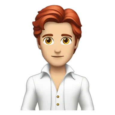 Alain delon blue eyes red hair white space outfit full body sticker